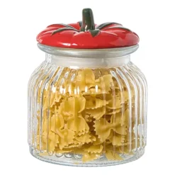 Xenos Voorraadpot tomaat - transparant/rood - 900 ml- Voorraadpotten