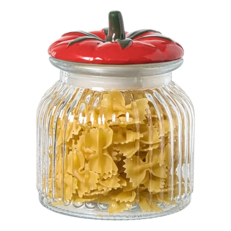 Xenos Voorraadpot tomaat - transparant/rood - 900 ml- Voorraadpotten