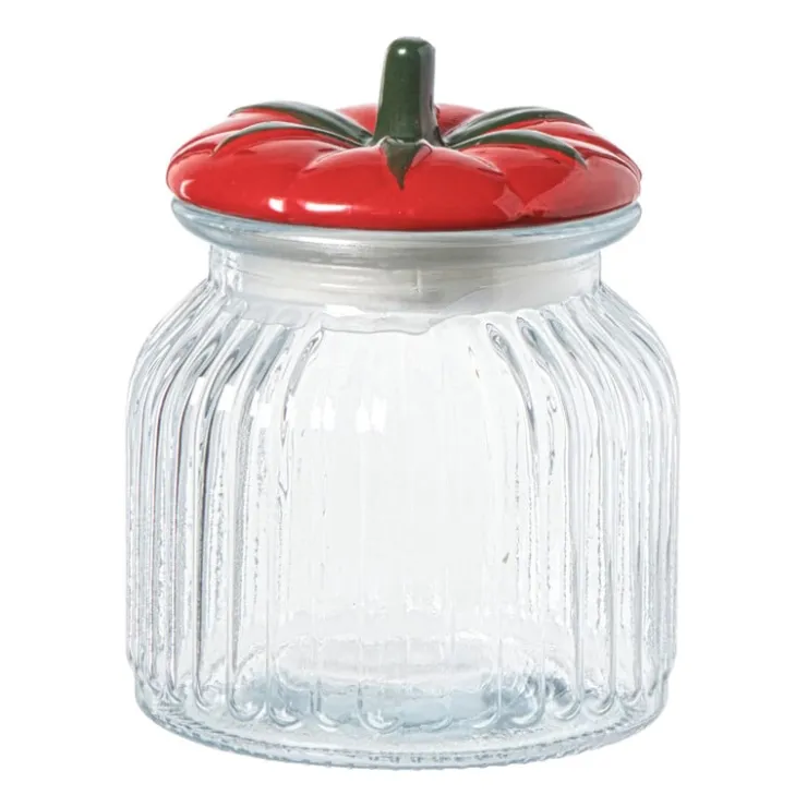 Xenos Voorraadpot tomaat - transparant/rood - 900 ml- Voorraadpotten