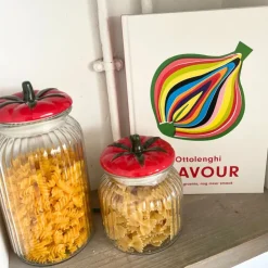 Xenos Voorraadpot tomaat - transparant/rood - 900 ml- Voorraadpotten