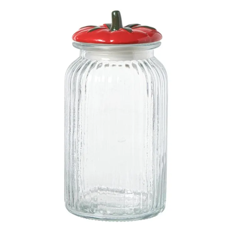 Xenos Voorraadpot tomaat - transparant/rood - 1.2 liter- Voorraadpotten