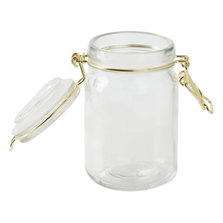 Xenos Voorraadpotje - goudkleurig - 230 ml- Voorraadpotten