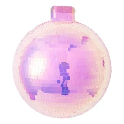 Xenos Wandhanger disco kerstbal - roze - ø31.5 cm- Kerstfiguren