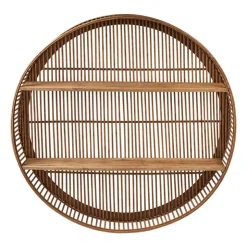 Xenos Wandkastje bamboe rond - ø75x12.5 cm- Wandkasten|Wandkasten