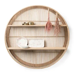Xenos Wandkastje bamboe rond - ø75x12.5 cm- Wandkasten|Wandkasten