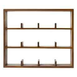 Xenos Wandkastje voor 12 mokken - bruin - 45x38x9 cm- Kerstcadeaus|Vakkenkasten