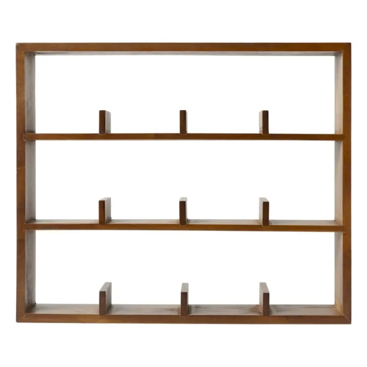Xenos Wandkastje voor 12 mokken - bruin - 45x38x9 cm- Kerstcadeaus|Vakkenkasten