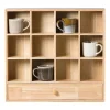 Xenos Wandkastje voor mokken met lade - bruin - 53x50x10 cm- Kerstcadeaus|Vakkenkasten