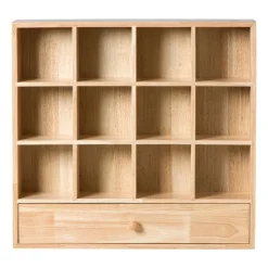 Xenos Wandkastje voor mokken met lade - bruin - 53x50x10 cm- Kerstcadeaus|Vakkenkasten