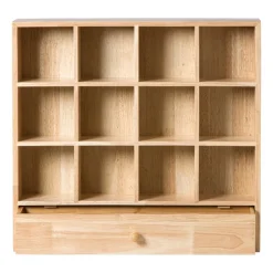 Xenos Wandkastje voor mokken met lade - bruin - 53x50x10 cm- Kerstcadeaus|Vakkenkasten
