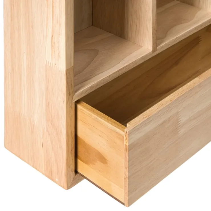 Xenos Wandkastje voor mokken met lade - bruin - 53x50x10 cm- Kerstcadeaus|Vakkenkasten