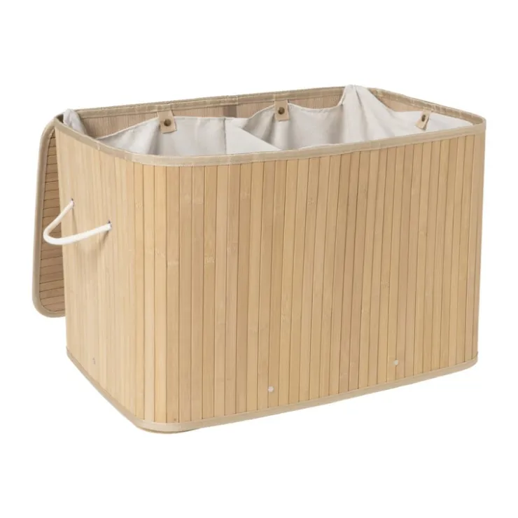 Xenos Wasmand bamboe 90 liter - naturel - 60x40x40 cm- Wasmanden