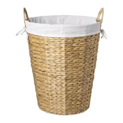 Xenos Wasmand Saar 50 liter - bruin/wit - ø42x50 cm- Wasmanden