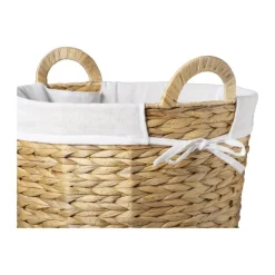 Xenos Wasmand Saar 50 liter - bruin/wit - ø42x50 cm- Wasmanden