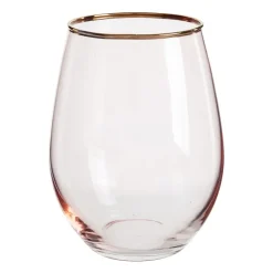 Xenos Waterglas - roze/goud - 450 ml- Waterglazen