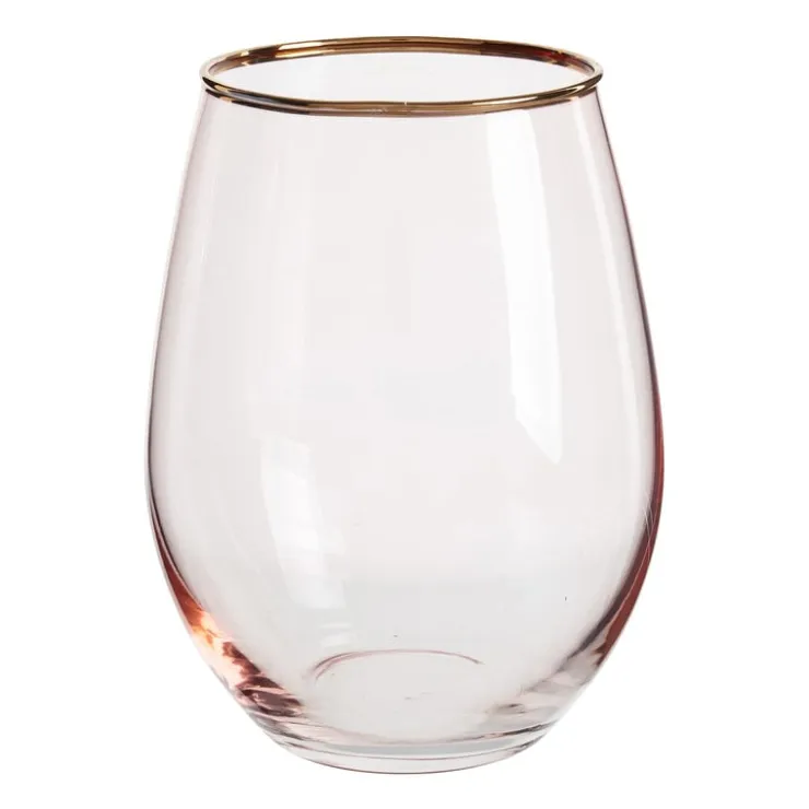 Xenos Waterglas - roze/goud - 450 ml- Waterglazen