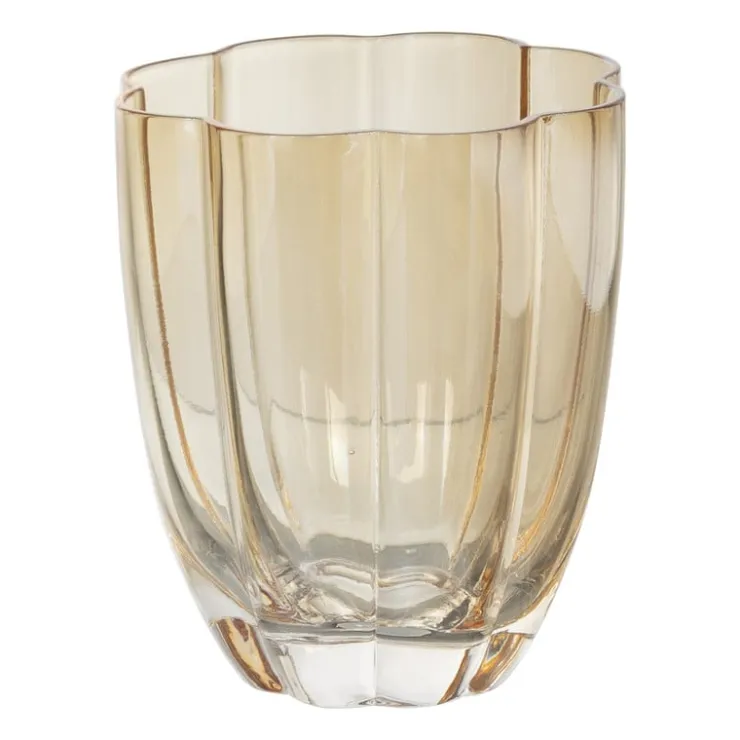 Xenos Waterglas geschulpt - goudkleurig - 250 ml- Waterglazen