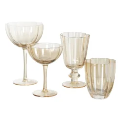 Xenos Waterglas geschulpt - goudkleurig - 250 ml- Waterglazen