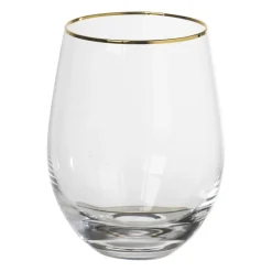 Xenos Waterglas gouden rand - transparant - 450 ml- Waterglazen
