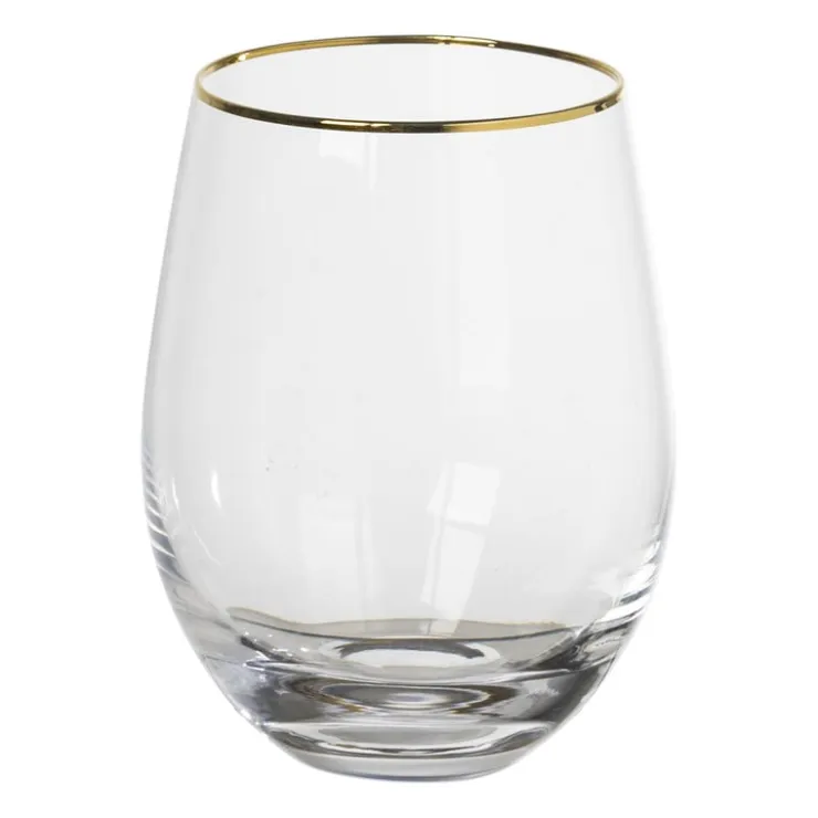 Xenos Waterglas gouden rand - transparant - 450 ml- Waterglazen