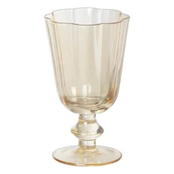 Xenos Waterglas op stam geschulpt - goudkleurig - 250 ml- Waterglazen