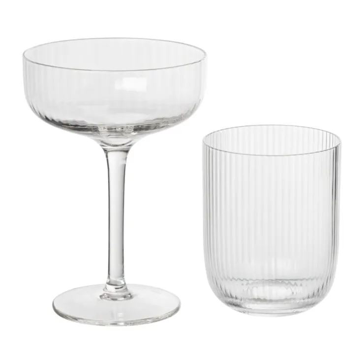 Xenos Waterglas ribbel - glas - 300 ml- Waterglazen