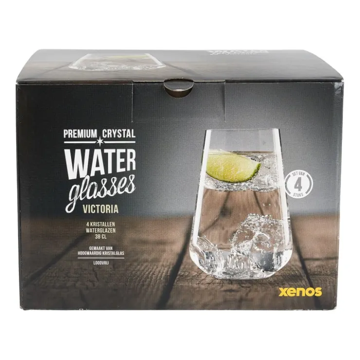 Xenos Waterglazen kristal - 380 ml - set van 4- Glazensets|Waterglazen