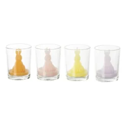 Xenos Waxinelicht konijn in glas - diverse varianten - ø5x6 cm- Waxinelichtjes
