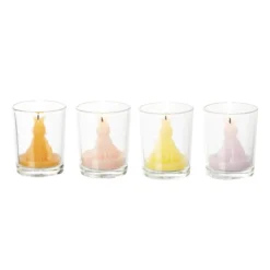 Xenos Waxinelicht konijn in glas - diverse varianten - ø5x6 cm- Waxinelichtjes