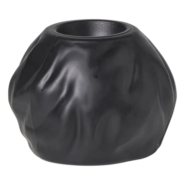 Xenos Waxinelichthouder bol - zwart - ø10.5x8 cm- Waxinelichthouders