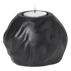 Xenos Waxinelichthouder bol - zwart - ø10.5x8 cm- Waxinelichthouders