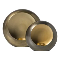 Xenos Waxinelichthouder brons - groot - 21x15x8.5 cm- Kerstcadeaus|Waxinelichthouders