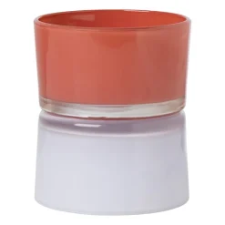 Xenos Waxinelichthouder dubbel - rood/lila - ø8.6x10.2 cm- Waxinelichthouders