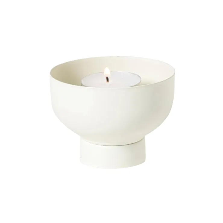 Xenos Waxinelichthouder met standaard - wit - ø8x6 cm- Waxinelichthouders