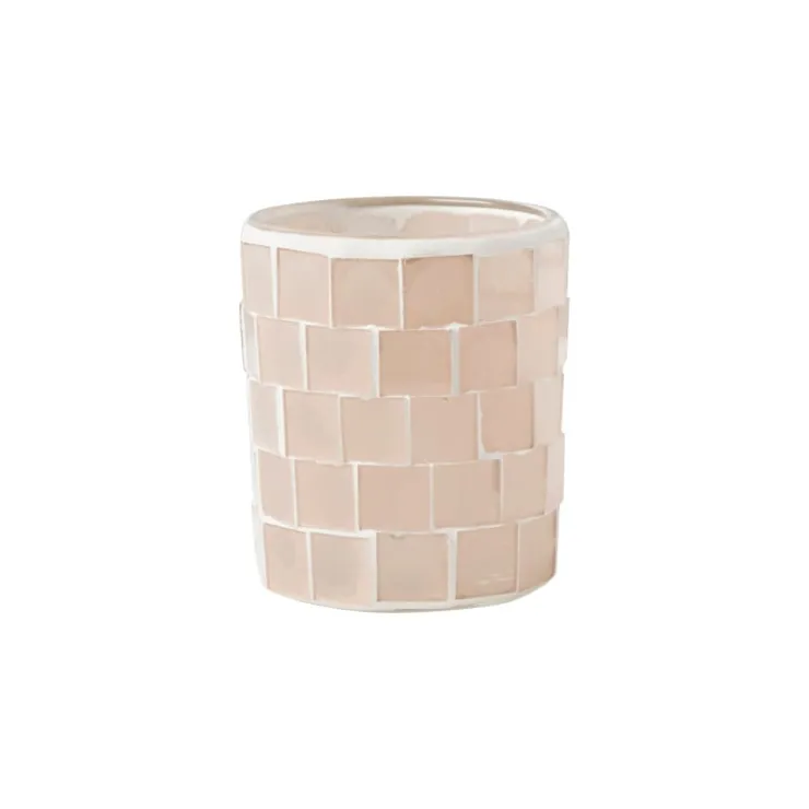 Xenos Waxinelichthouder Mozaïek - beige - ø7.3x8.5 cm- Waxinelichthouders