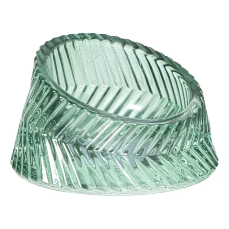 Xenos Waxinelichthouder open rond - groen - ø7.5x4.3 cm- Waxinelichthouders