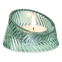 Xenos Waxinelichthouder open rond - groen - ø7.5x4.3 cm- Waxinelichthouders
