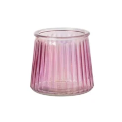 Xenos Waxinelichthouder roze - glas - ø8.3x7.3 cm- Waxinelichthouders