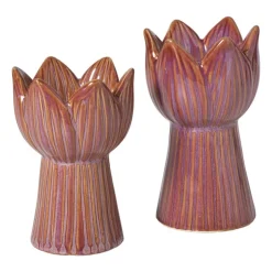 Xenos Waxinelichthouder tulp klein - roze - ø8x12 cm- Waxinelichthouders