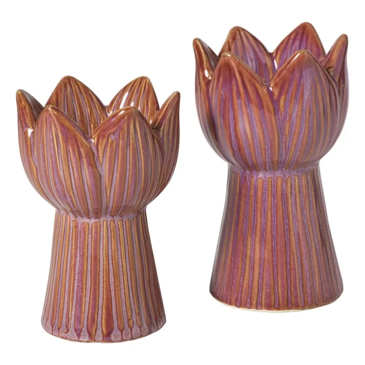 Xenos Waxinelichthouder tulp klein - roze - ø8x12 cm- Waxinelichthouders