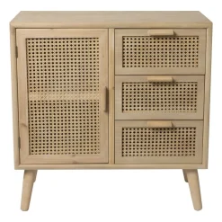 Xenos Webbing Java kast met 1 deur en 3 laden - 75x74.5x35 cm- Dressoir|Ladekasten