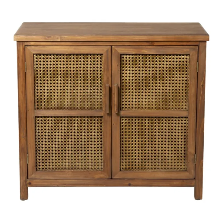 Xenos Webbing kast Bandung - bruin - 72x80.5x39 cm- Kast Met Deuren