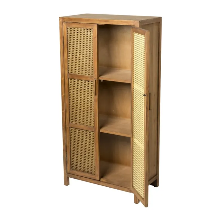 Xenos Webbing kast Bandung hoog - bruin - 140x70x40 cm- Kast Met Deuren