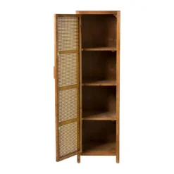Xenos Webbing kast smal Bandung - bruin - 160.5x45x40.5 cm- Kast Met Deuren
