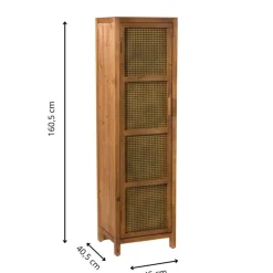 Xenos Webbing kast smal Bandung - bruin - 160.5x45x40.5 cm- Kast Met Deuren