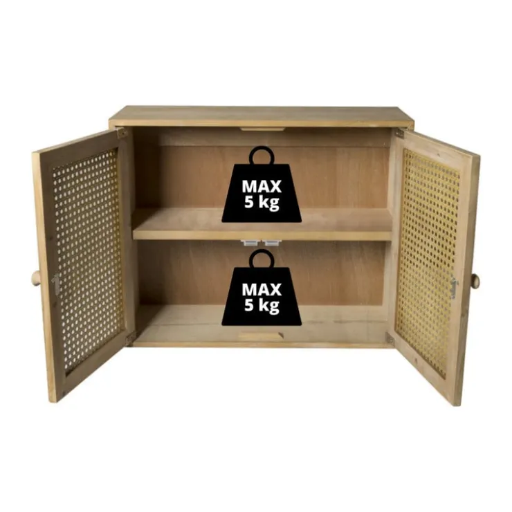 Xenos Webbing wandkast Bandung - naturel - 48.5x60x22 cm- Wandkasten|Wandkasten