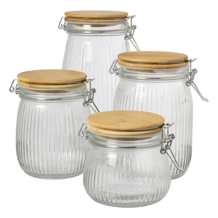 Xenos Weckpot met bamboe deksel - 500 ml- Voorraadpotten
