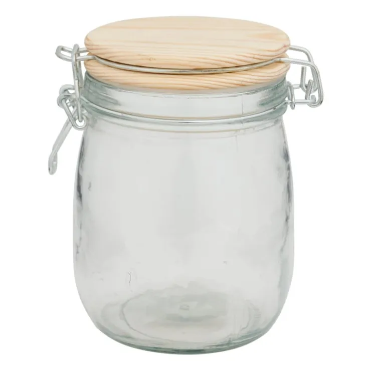 Xenos Weckpot met houten deksel - 750 ml- Voorraadpotten