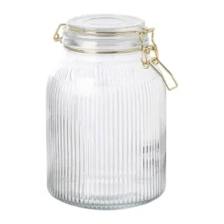 Xenos Weckpot ribbel met gouden deksel - 1.7 liter- Voorraadpotten