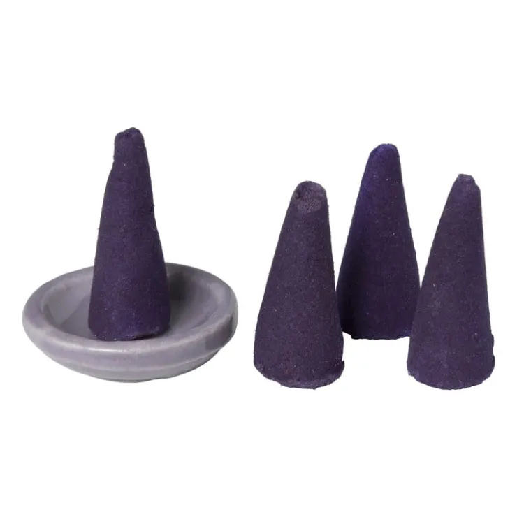 Xenos Wierook set - lavendel - kegels met schaaltje- Wierook